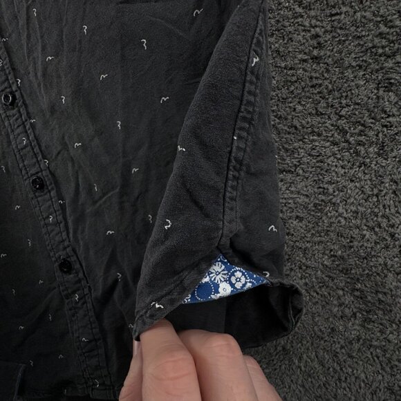 EVISU Genes Dark Gray Medium Long Sleeve Button Up Shirt AOP Logo Print Cotton - Picture 11 of 14